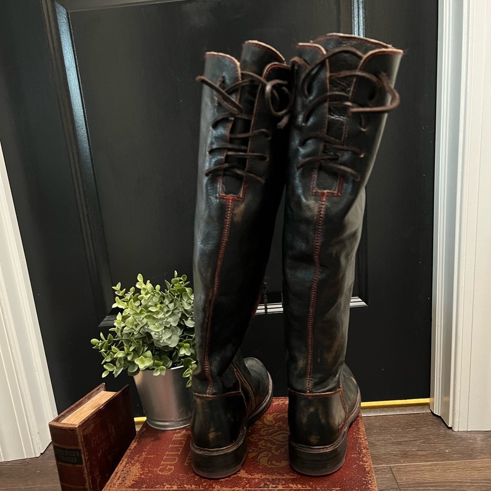 Bed Stu Dark Brown Tall Riding Leather Boots - Picture 3 of 10